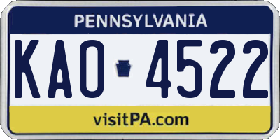 PA license plate KAO4522