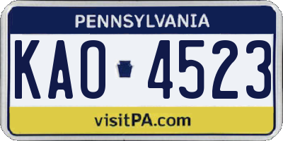 PA license plate KAO4523
