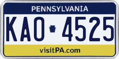 PA license plate KAO4525