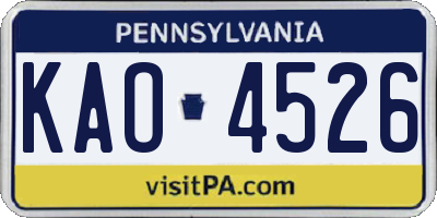PA license plate KAO4526