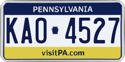 PA license plate KAO4527