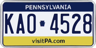 PA license plate KAO4528