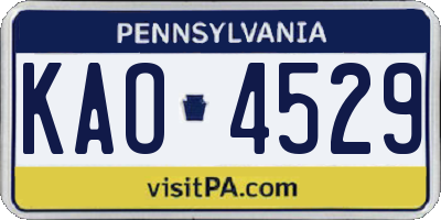 PA license plate KAO4529