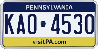PA license plate KAO4530