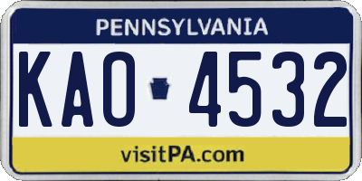 PA license plate KAO4532