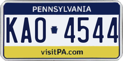 PA license plate KAO4544