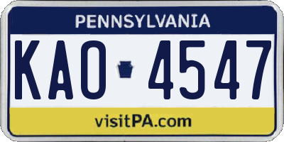 PA license plate KAO4547