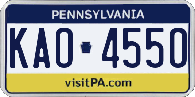PA license plate KAO4550