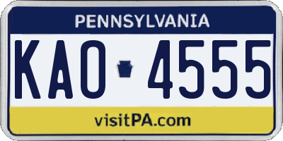 PA license plate KAO4555