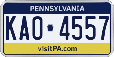 PA license plate KAO4557