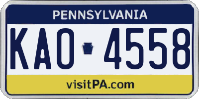 PA license plate KAO4558