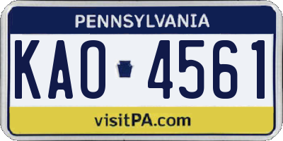 PA license plate KAO4561