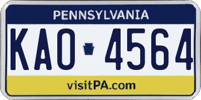 PA license plate KAO4564