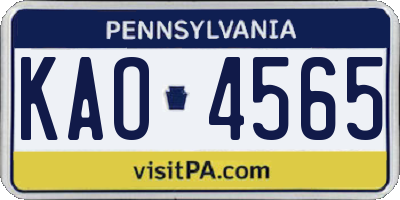 PA license plate KAO4565