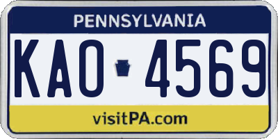 PA license plate KAO4569