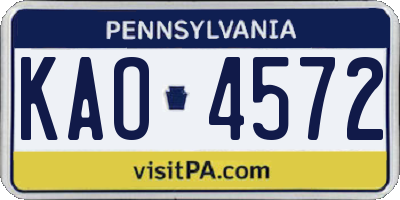PA license plate KAO4572