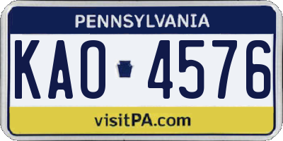 PA license plate KAO4576