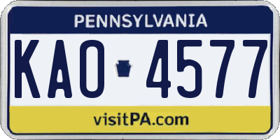 PA license plate KAO4577