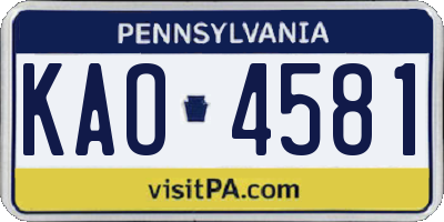 PA license plate KAO4581