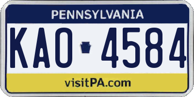 PA license plate KAO4584