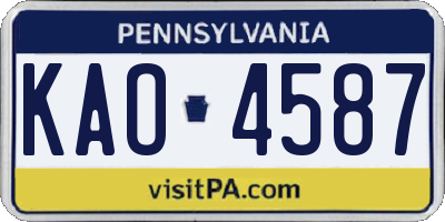 PA license plate KAO4587