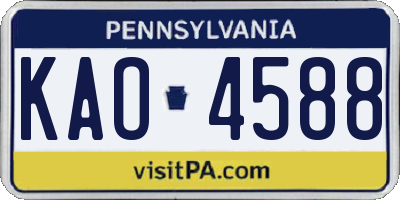 PA license plate KAO4588