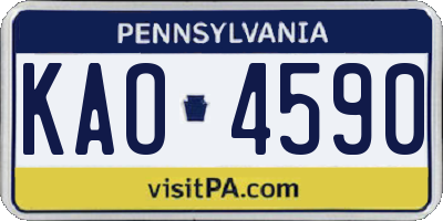 PA license plate KAO4590