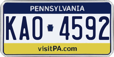 PA license plate KAO4592