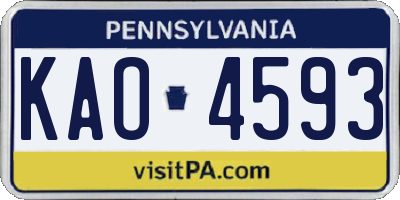PA license plate KAO4593