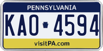 PA license plate KAO4594