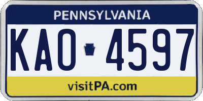 PA license plate KAO4597