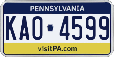 PA license plate KAO4599