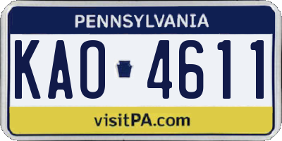 PA license plate KAO4611