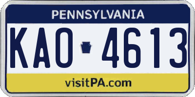 PA license plate KAO4613