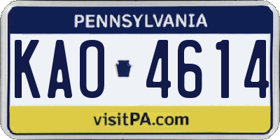 PA license plate KAO4614
