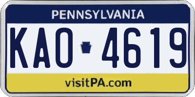 PA license plate KAO4619