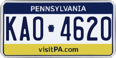 PA license plate KAO4620