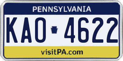 PA license plate KAO4622