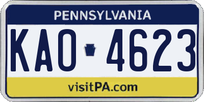 PA license plate KAO4623