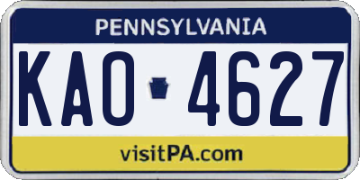 PA license plate KAO4627