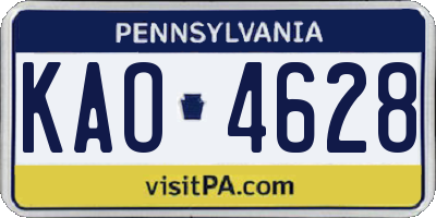 PA license plate KAO4628