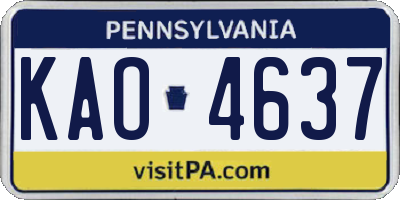 PA license plate KAO4637