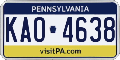 PA license plate KAO4638