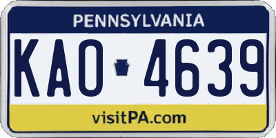 PA license plate KAO4639