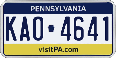PA license plate KAO4641