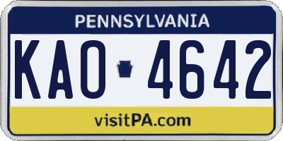 PA license plate KAO4642