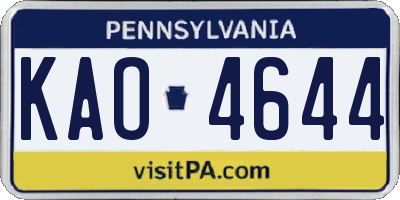PA license plate KAO4644