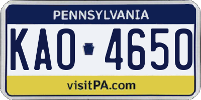 PA license plate KAO4650