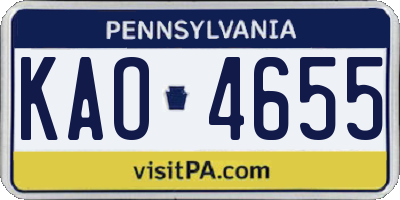 PA license plate KAO4655