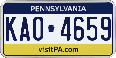 PA license plate KAO4659